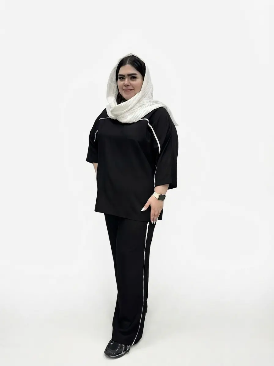 ست تیشرت و شلوار مغزی دوزی زنانه سایز بزرگ (مدل راحتی و اسپرت)